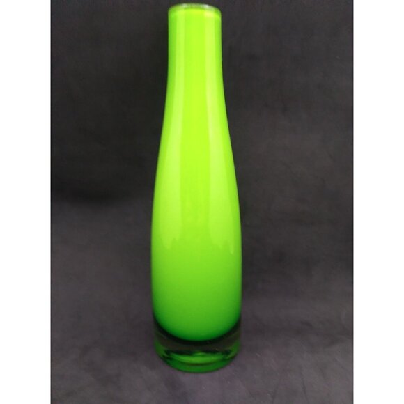 Vtg. Retro Encased Green Scandinavian Style Clear Bottom Bud Vase Almost 7.5" - Picture 2 of 10